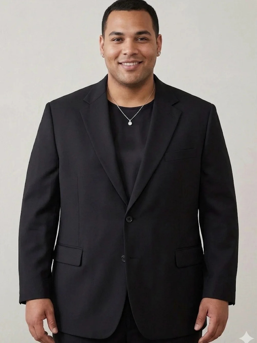 Beallpark Imperial Mens Black Blazer Jacket 2-Button Notch Lapel (A661)